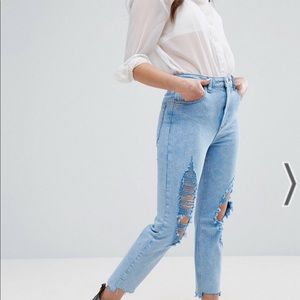 ASOS (NEW) PETITE High Waist Denim Slim Mom Jeans